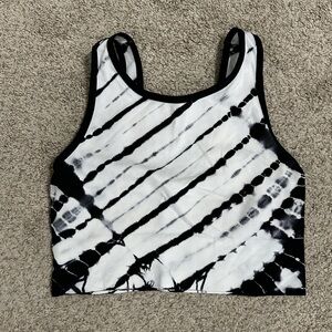 Black and White Tie-Dye Women's Bra Top